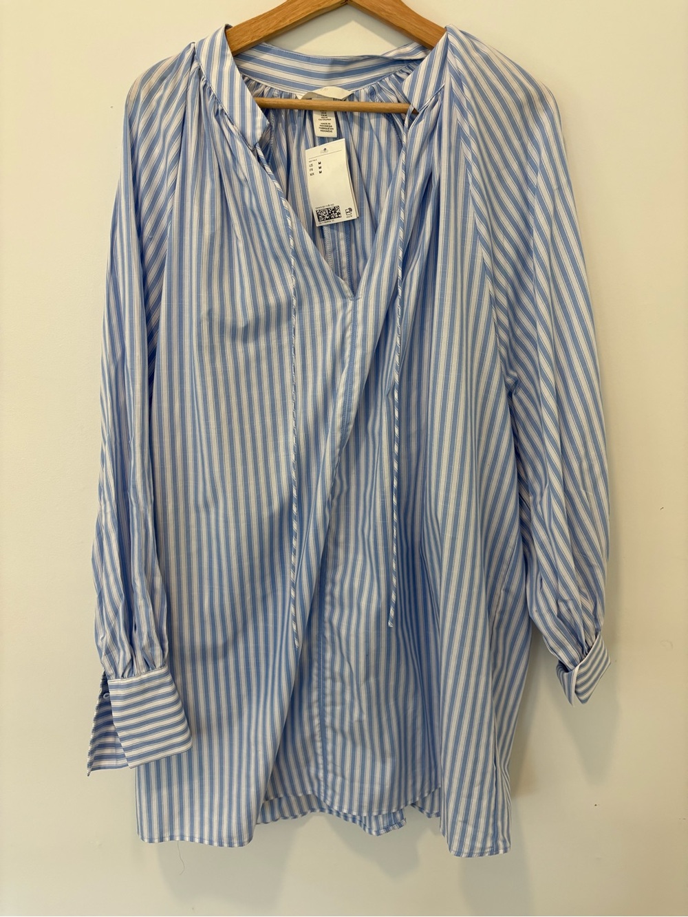 H&M Light Blue and White Striped Mini Dress